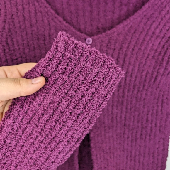 Ella & Emma Plum Purple Cropped 2 Button V Neck  Baby Cardigan Women Small Y2K - Picture 6 of 8